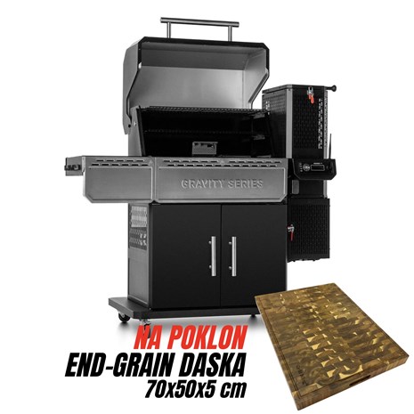 Masterbuilt Gravity Series 1150 digitalni roštilj na ugljen i dimilica + Chef Pro End-grain četvrtasta masivna kuhinjska daska s dva lica, 70x50 cm