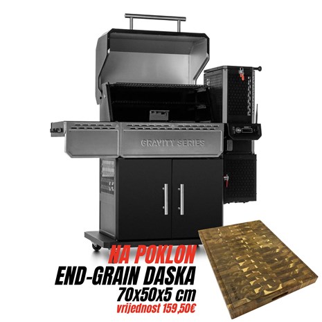 Masterbuilt Gravity Series 1150 digitalni roštilj na ugljen i dimilica + Chef Pro End-grain četvrtasta masivna kuhinjska daska s dva lica, 70x50 cm