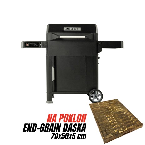 Masterbuilt AutoIgnite Series 545 digitalni roštilj na ugljen i dimilica + Chef Pro End-grain četvrtasta masivna kuhinjska daska s dva lica, 70x50 cm