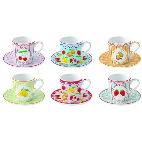 Easy Life Fruit Mania šalica za kavu s tanjurićem, set za 6 osoba
