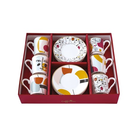 Easy Life Coffee Mania Modernism šalica za kavu s tanjurićem, set za 6 osoba