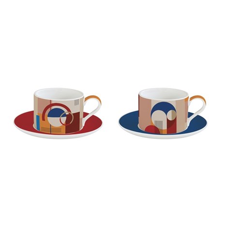 Easy Life Bauhaus šalica za kavu s tanjurićem, set za 2 osobe