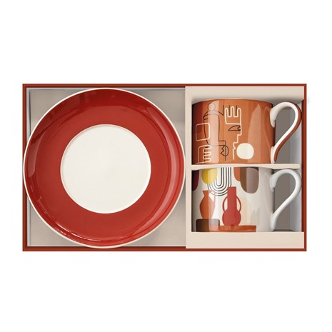 Easy Life Terracotta šalica za kavu s tanjurićem, set za 2 osobe