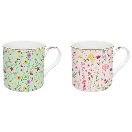 Easy Life Meadow Flowers Fine China šalica za kavu ili čaj, set za 2 osobe