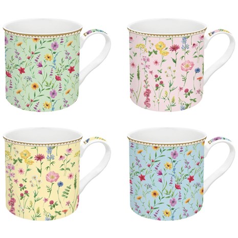 Easy Life Meadow Flowers Fine China šalica za čaj, set za 4 osobe