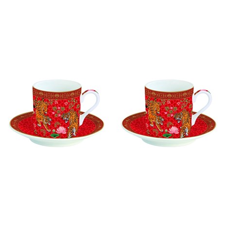 Easy Life Bengala Fine China šalica za kavu s tanjurićem, set za 2 osobe