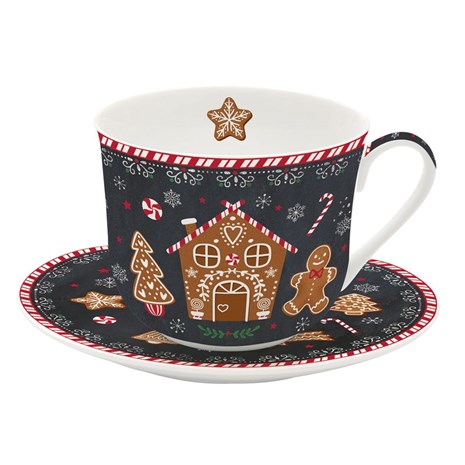 Easy Life Breakfast Gingerbread šalica s tanjurićem, set za 1 osobu