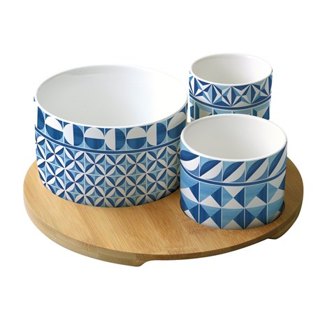 Easy Life Geometric Blue 4u1 apetizer set s okretnom podloškom
