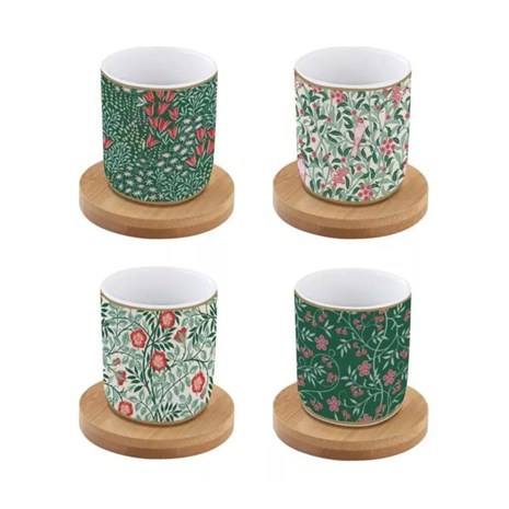 Easy Life Floral Fantasy šalica s tanjurićem od bambusa, set za 4 osobe
