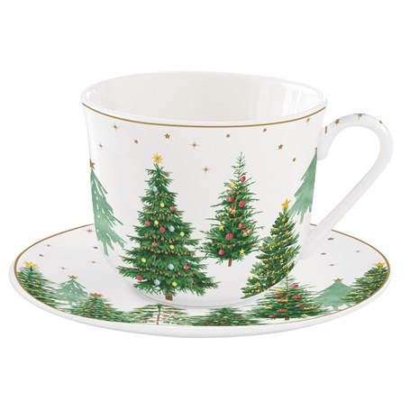 Easy Life Festive Trees šalica s tanjurićem