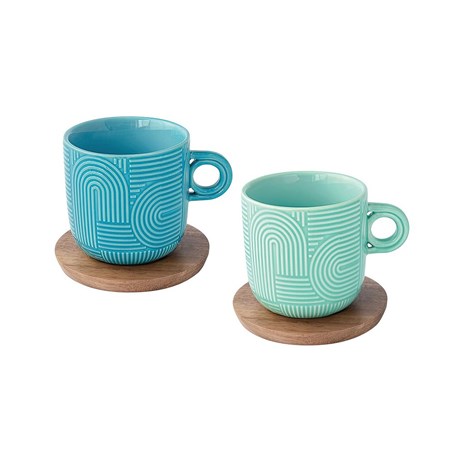 Easy Life Take A Loop šalica s tanjurićem od drva bagrema, set za 2 osobe