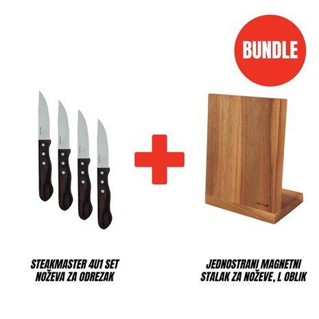 Grill King BUNDLE SteakMaster 4u1 set noževa za odrezak + magnetni stalak za noževe L oblika